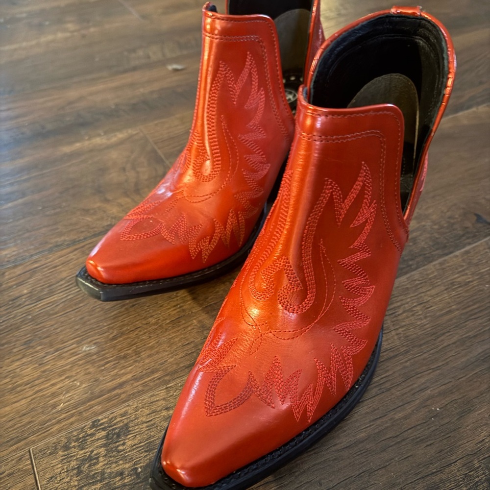 Ariat Red Western Ankle Boots Patent Leather